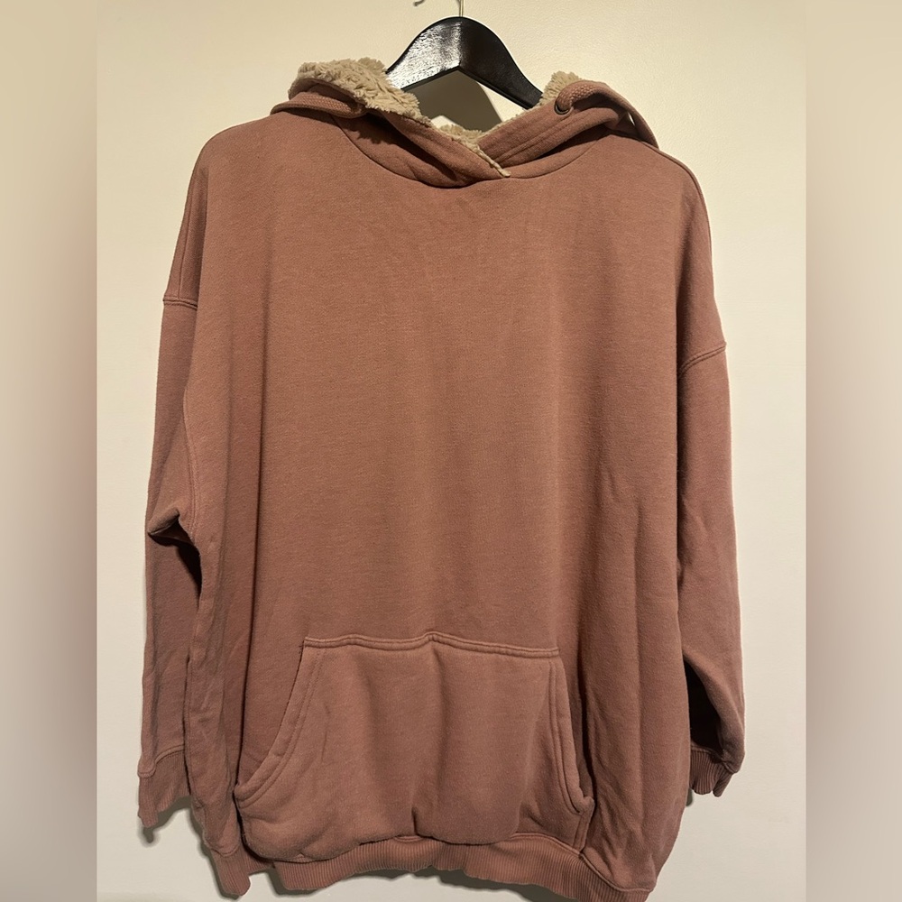 aerie Dusty Rose Sherpa-Lined Pullover
